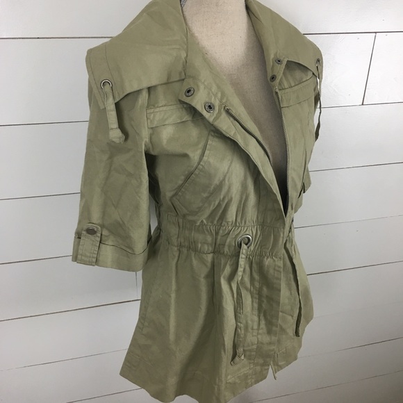 ❌SOLD❌ tulle khaki utility jacket trench coat - Picture 2 of 8